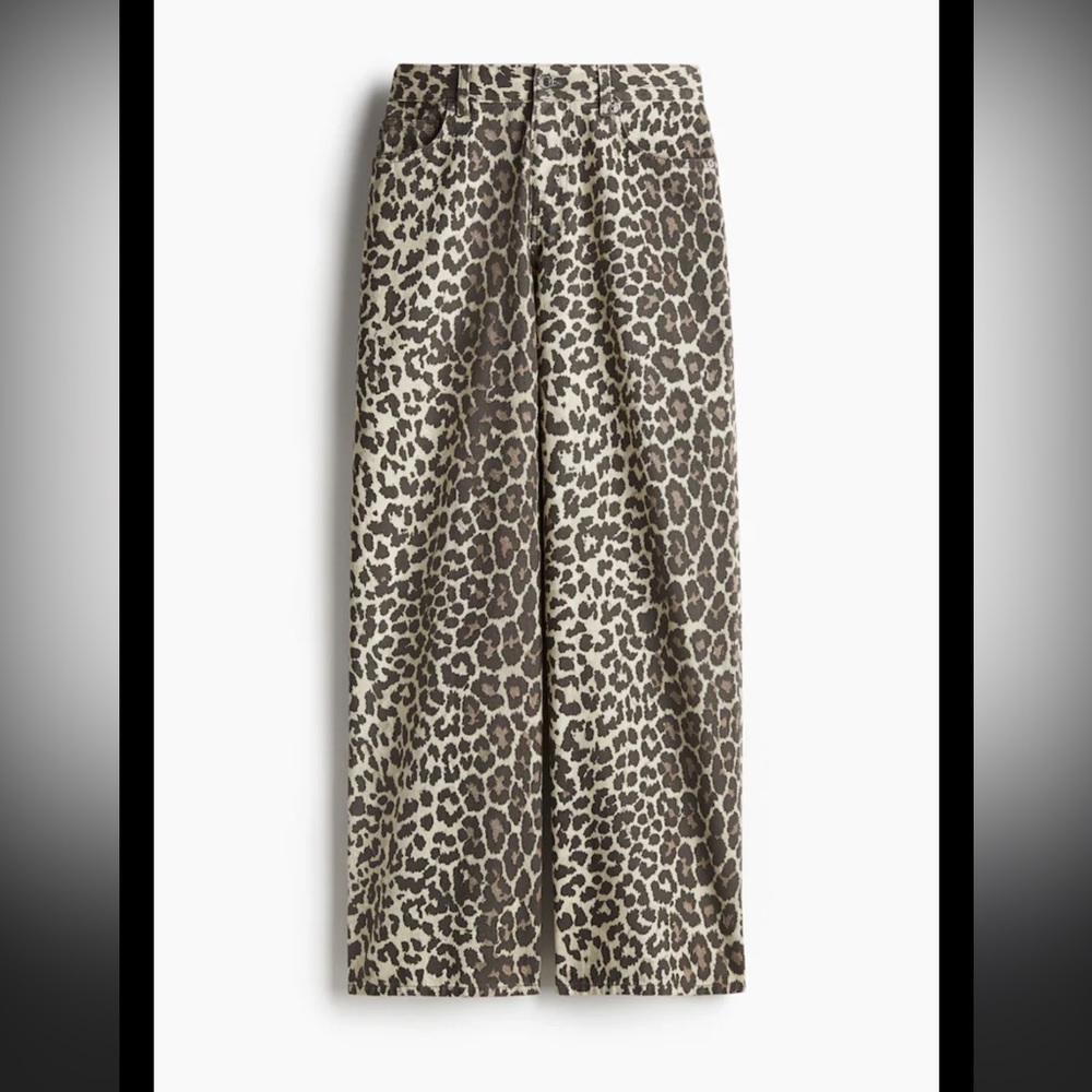 H&M Leopard Print Wide-Leg Women's Jeans